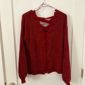 Willow & Clay Chenille Sweater w/Tie Back / NWOT